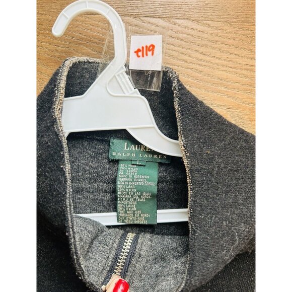 Lauren Ralph Lauren Worsted Wool Zip Cardigan Sweater Coat Black - Picture 2 of 6